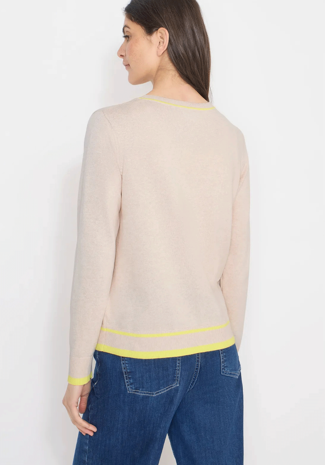 Cecil Contrast Striped Knit Jumper, Beige