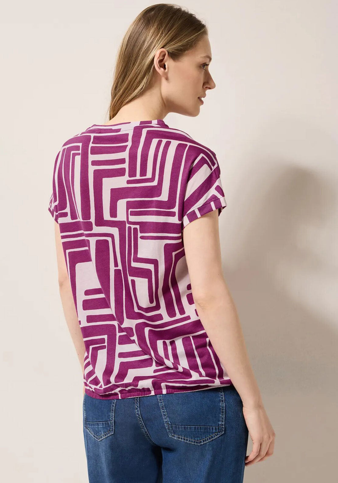 Cecil Geo Button Shoulder Top, Purple