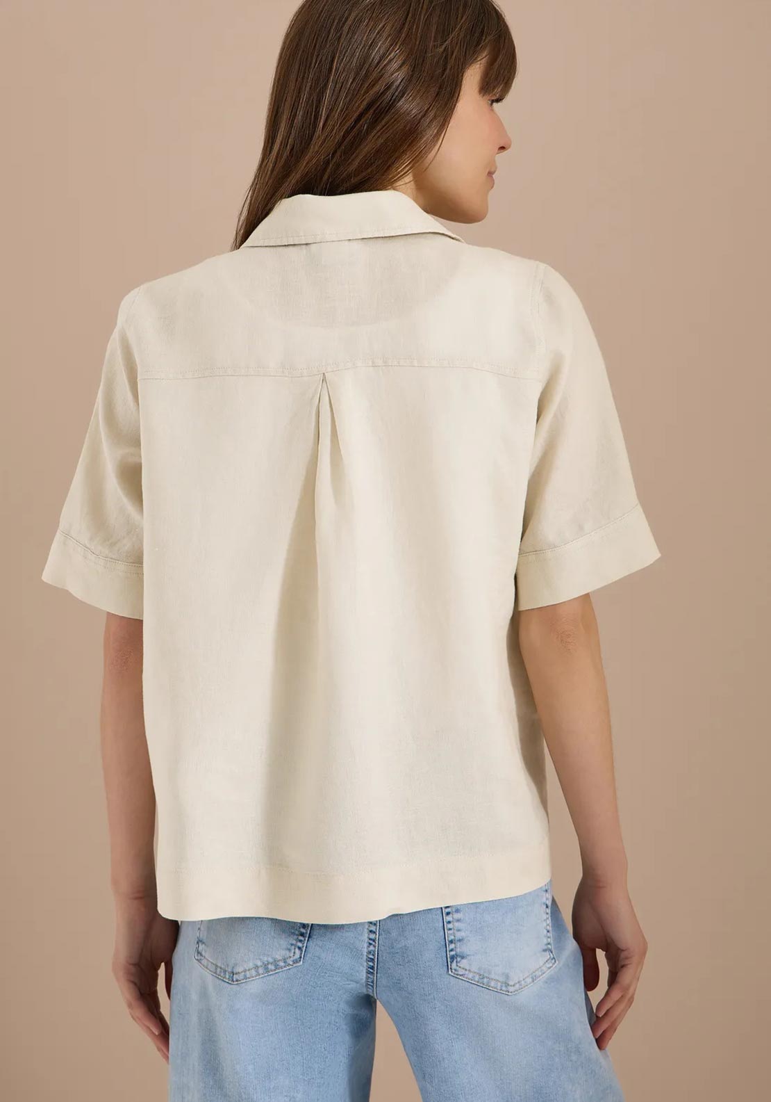 Cecil Linen Short Sleeve Shirt, Beige