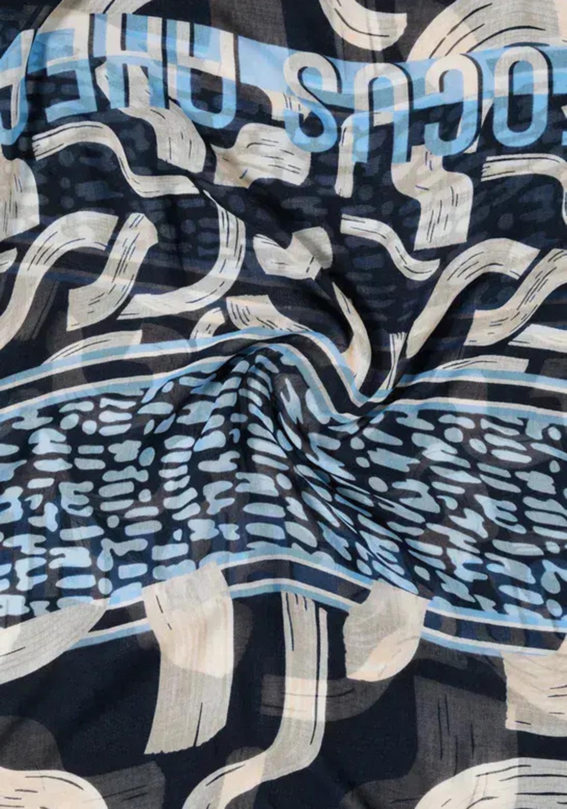 Cecil Print Loop Scarf, Navy