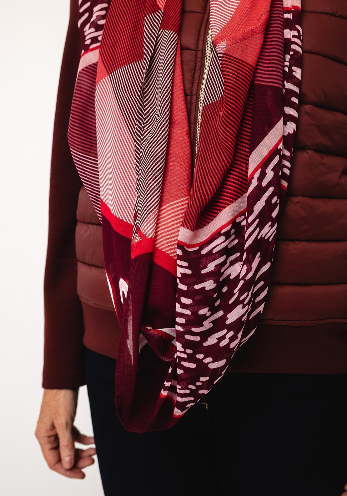 Cecil Graphic Print Loop Scarf, Wine
