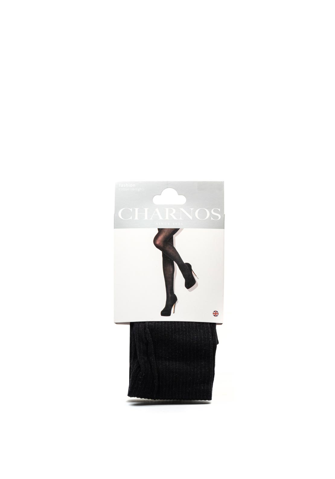 Charnos Cotton Ribbed Tights, Black