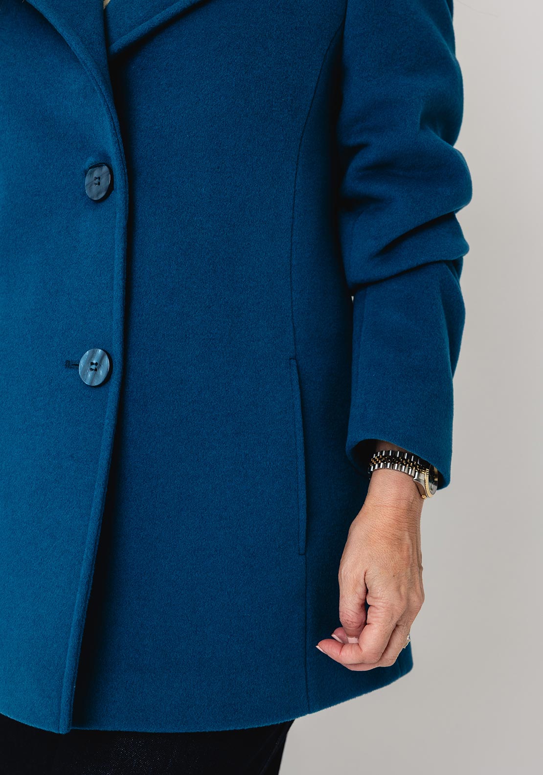 Christina Felix Cashmere-blend Short Length Coat, Teal Blue