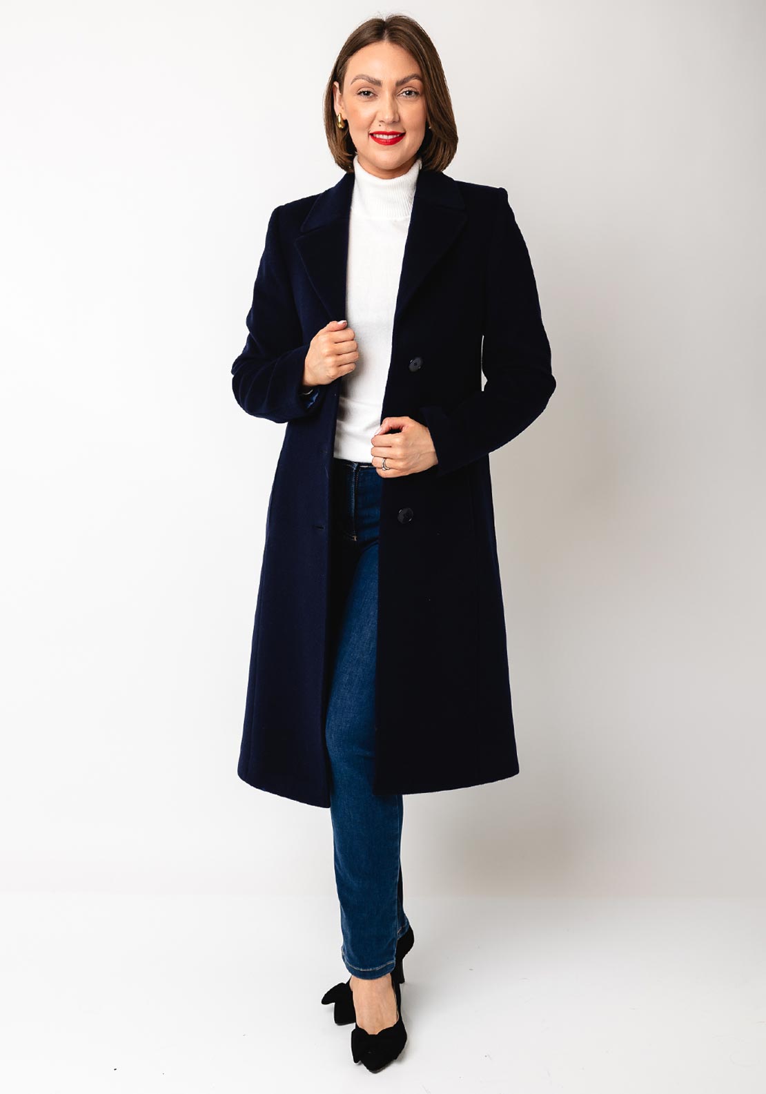 Christina Felix Classic Tailored Wool Cashmere Blend Long Coat