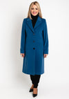 Christina Felix Classic Tailored Wool Cashmere Blend Long Coat, Blueberry