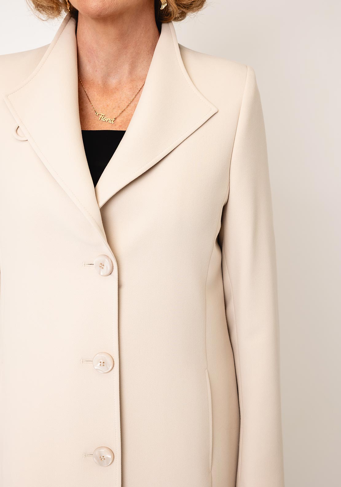 Christina Felix Wool Rich Tailored Coat, Cream
