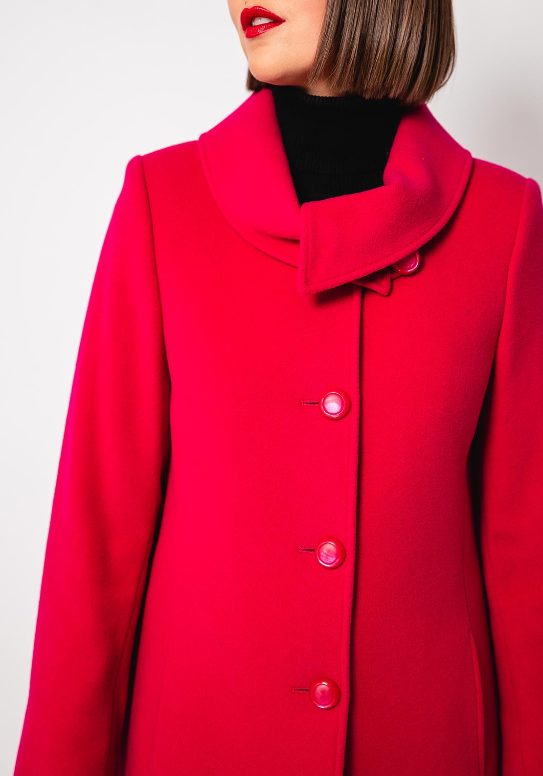 Christina Felix Wool Rich Shawl Collar Long Coat, Pink