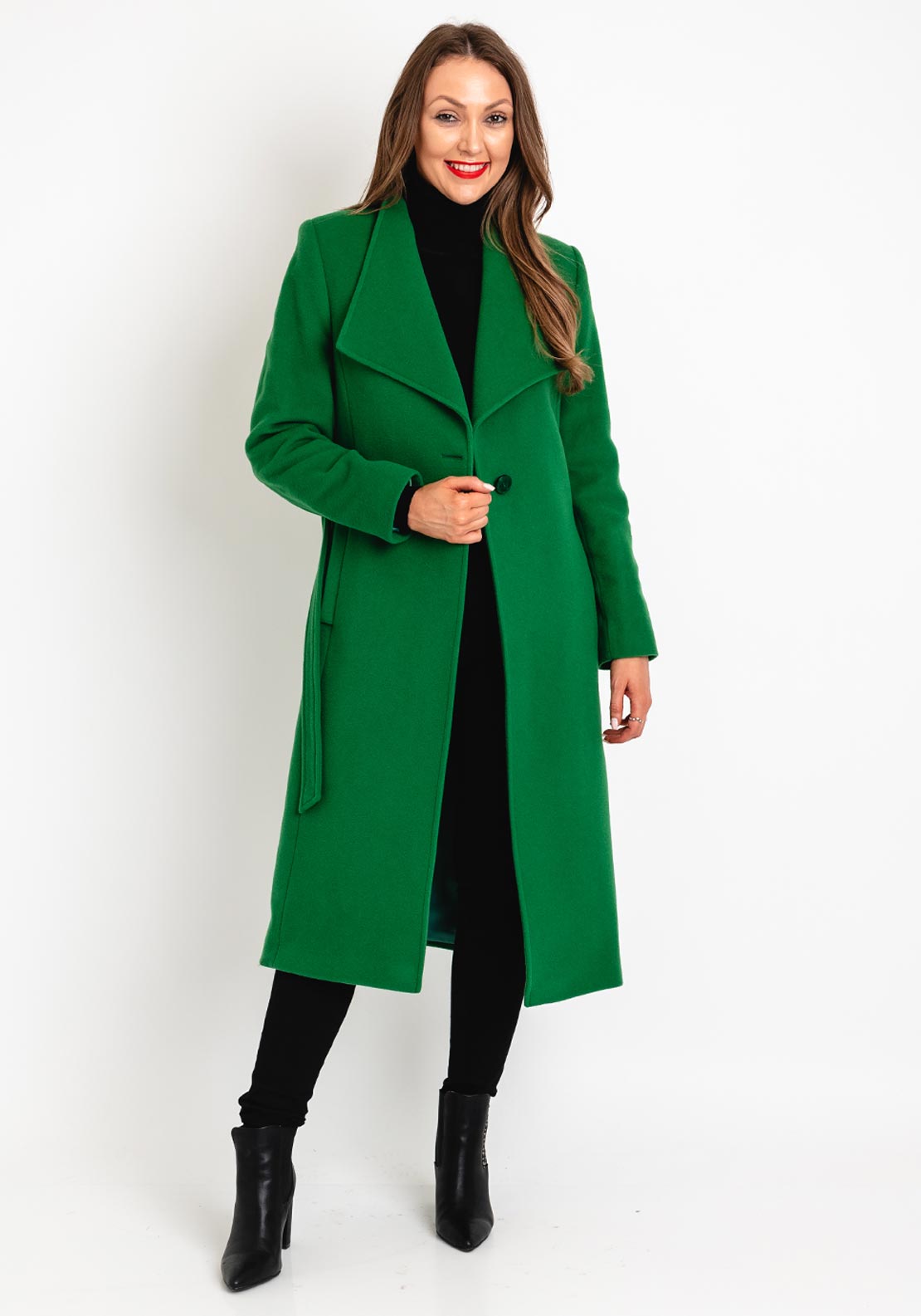 Christina Felix Belted Waist Wool Cashmere Blend Long Coat