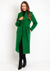 Christina Felix Belted Waist Wool Cashmere Blend Long Coat, Shamrock Green