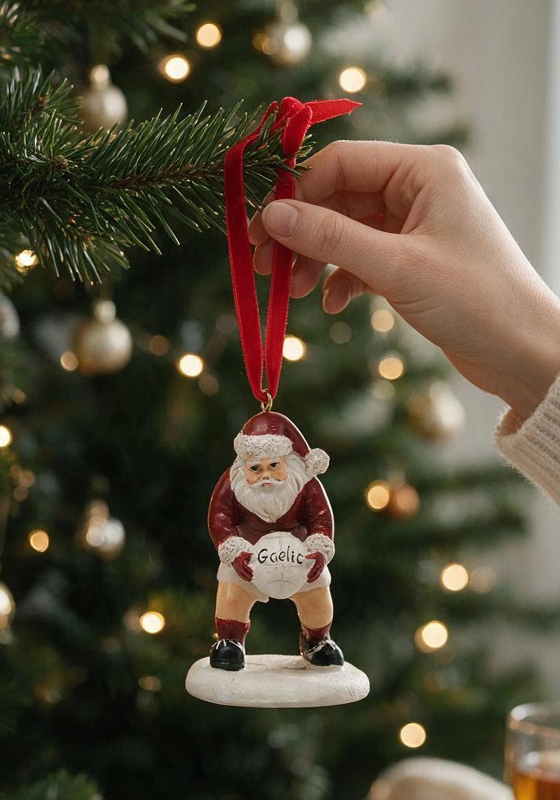 SANTA WITH GAELIC FOOTBAL TREE TRIM