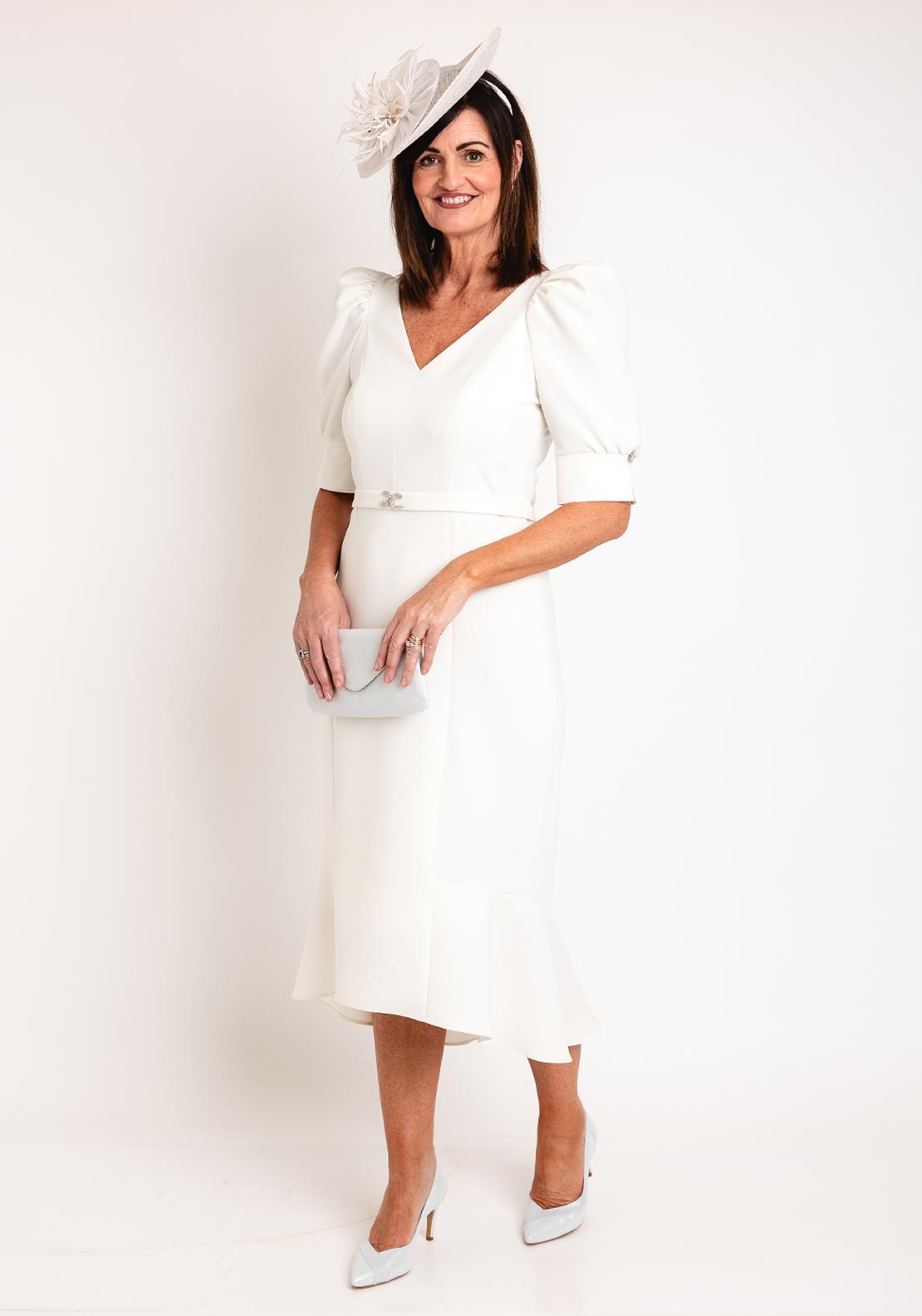 dip hem midi dress Claudia C Amsterdam Dip Hem Midi Dress, Off-White