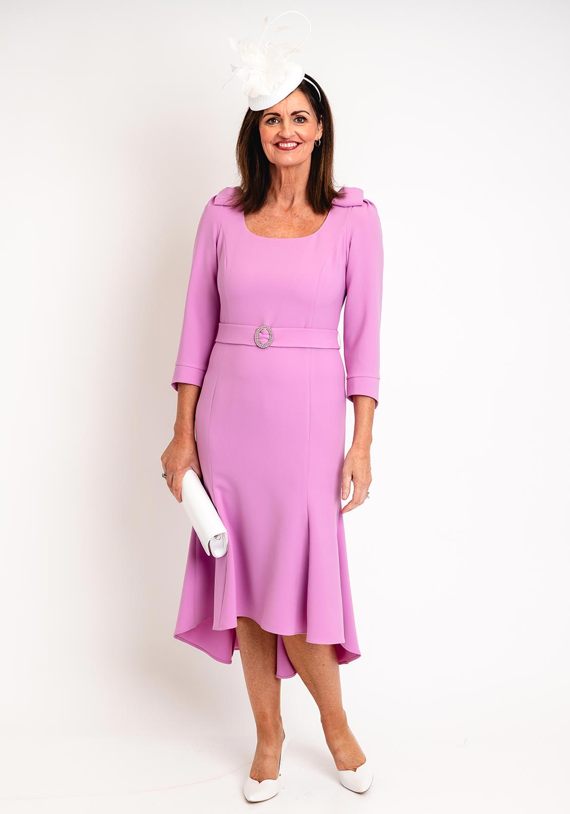 claudia midi dress Claudia C Maxima Embellished Belted Wasit Midi Dress, Lilac Blush