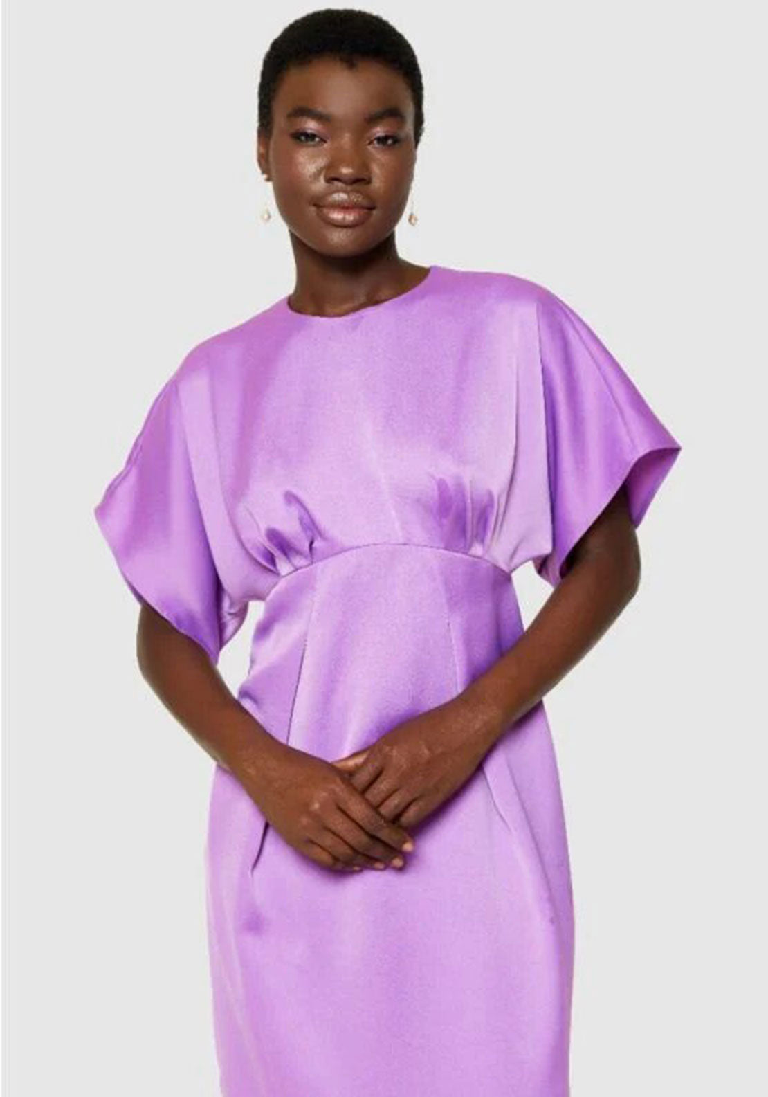 closet london purple dress Lilac Allure: Closet London Purple Pleated Cape Midi Dress