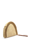 Zen Collection Woven Shimmering Semi Circle Clutch Bag, Beige