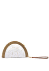 Zen Collection Woven Shimmering Semi Circle Clutch Bag, White