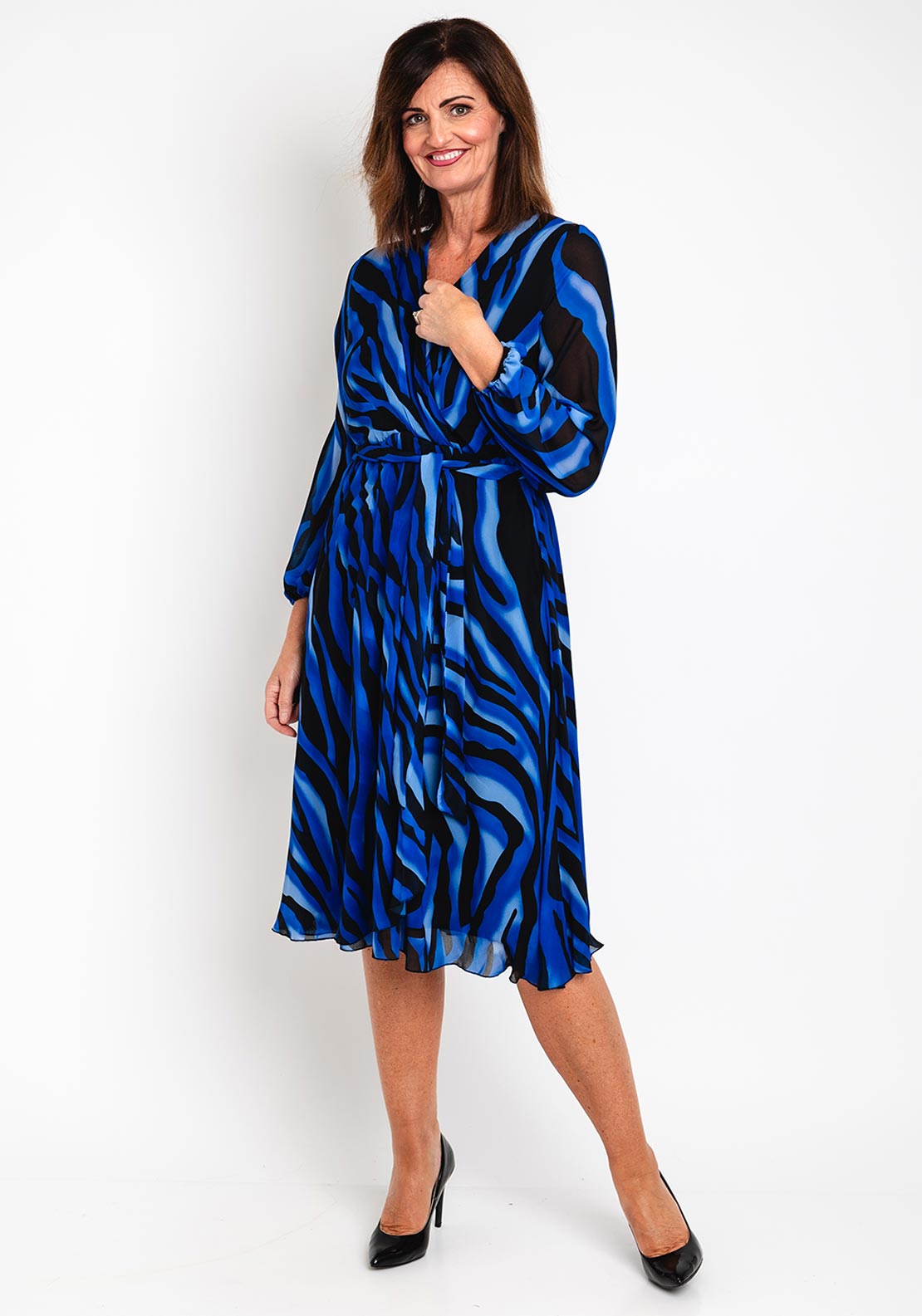 tiger midi dress Coco Doll Tiger Pattern A-line Midi Dress, Royal Blue