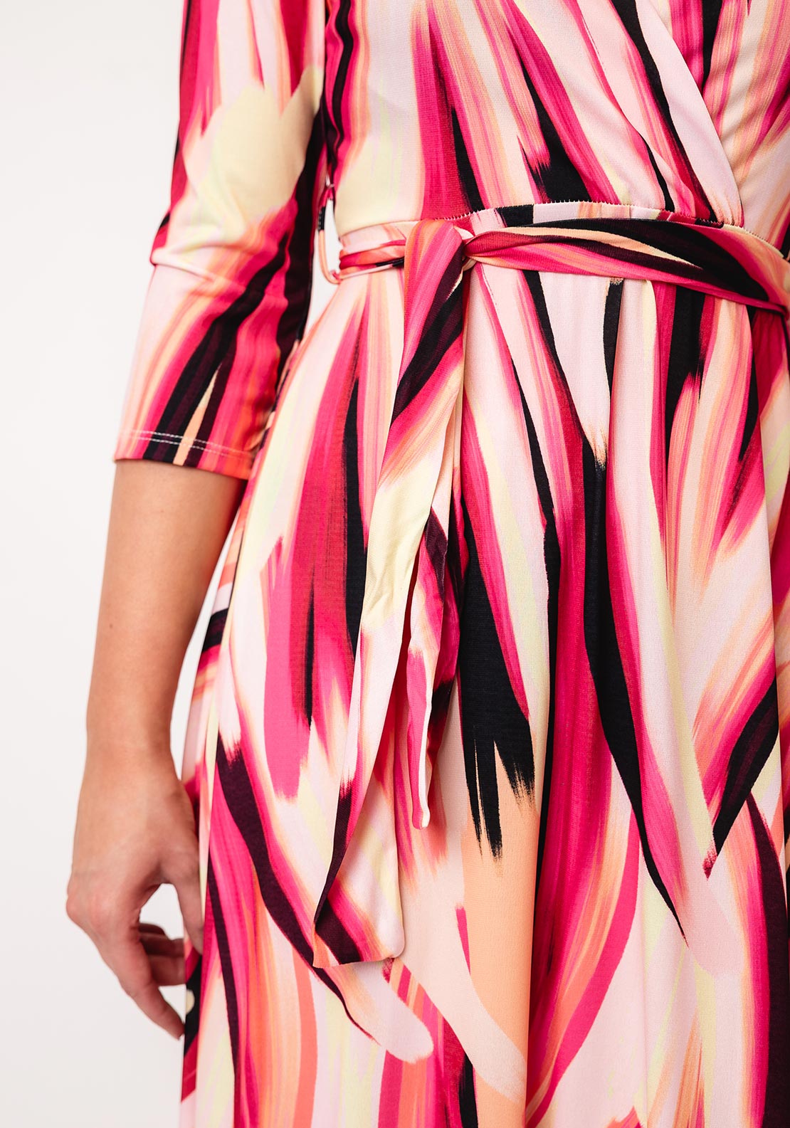 Coco Doll Robeny Abstract V Neck Maxi Dress, Pink
