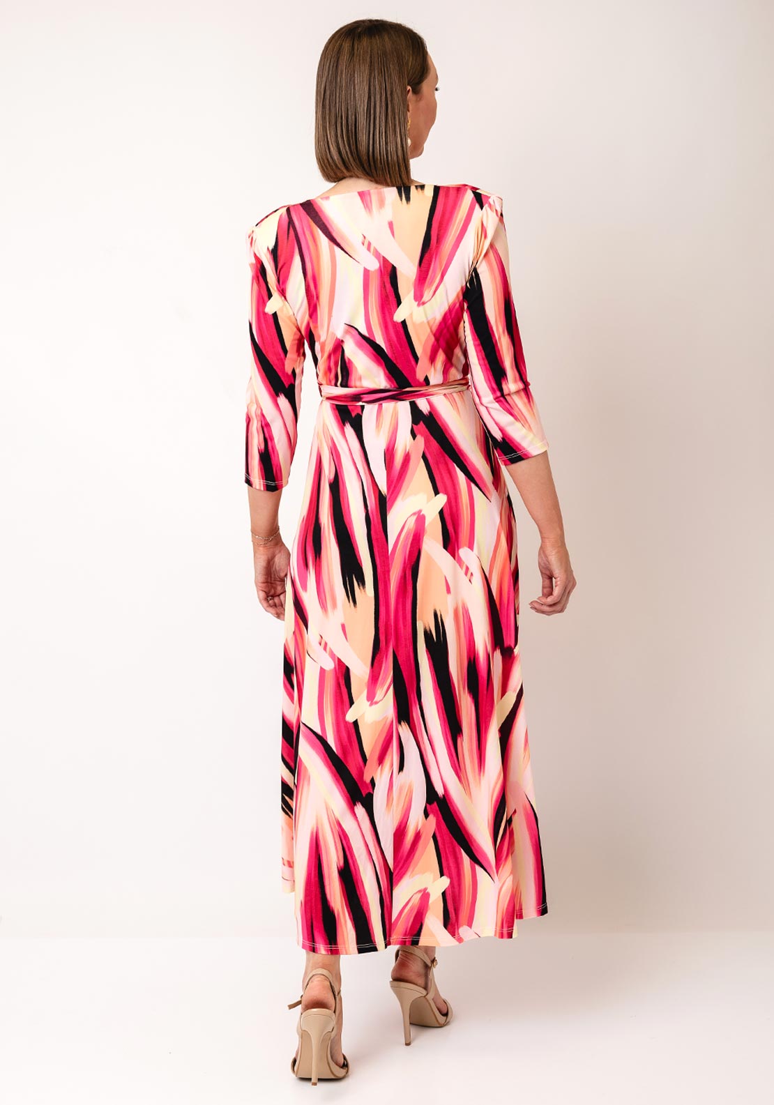 Coco Doll Robeny Abstract V Neck Maxi Dress, Pink