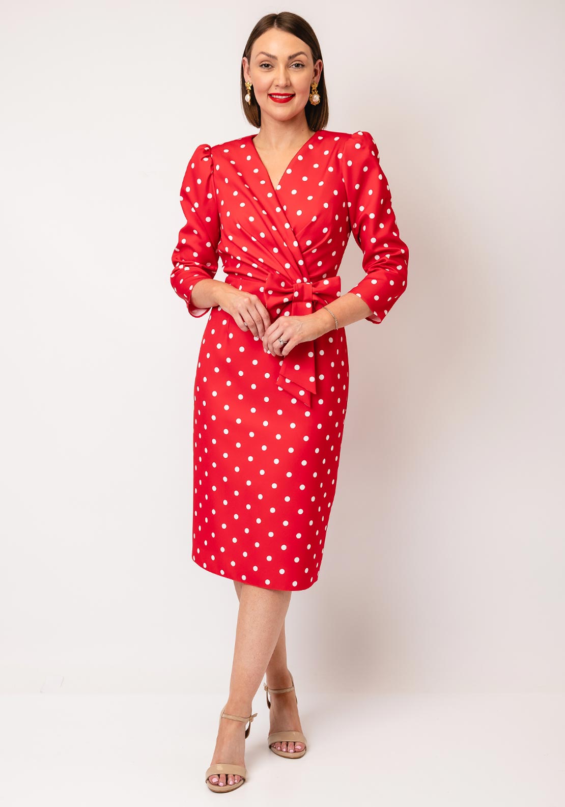 strapless open back dress Nellie Maxi Dress Burgundy Polka Dot main image 0