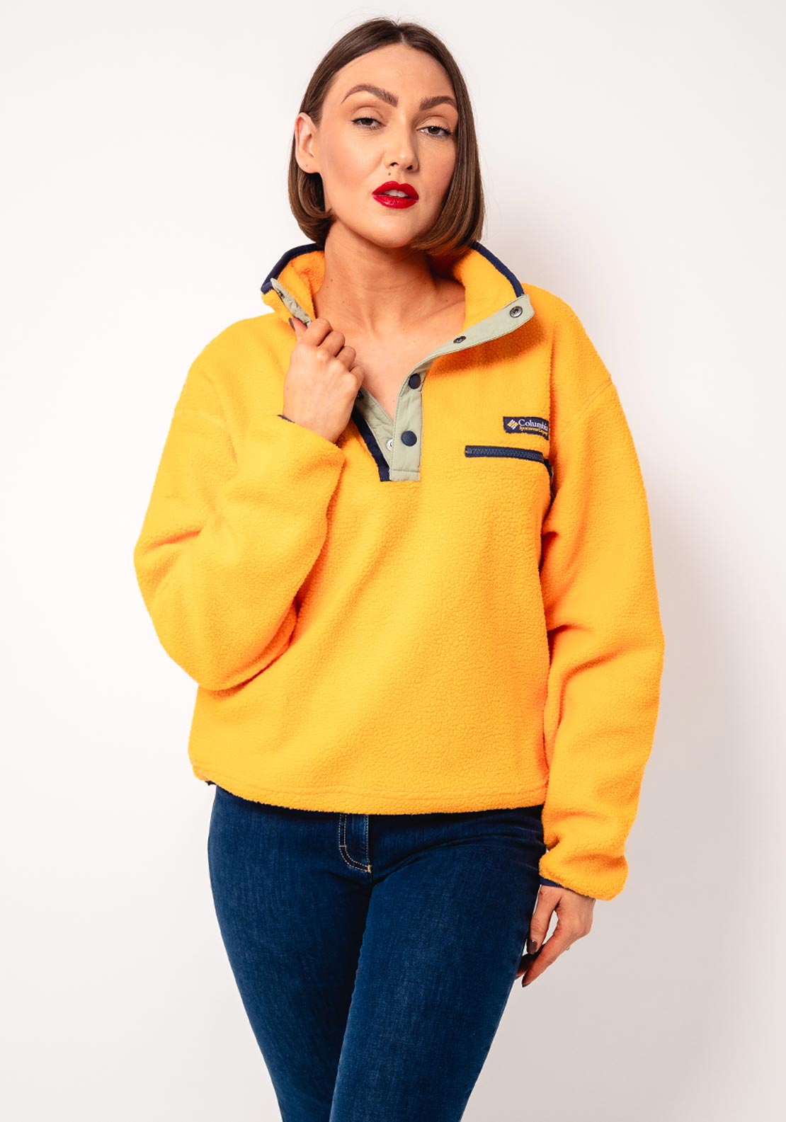 Columbia Helvetia™ II Cropped Half Snap Fleece, Orange and Green