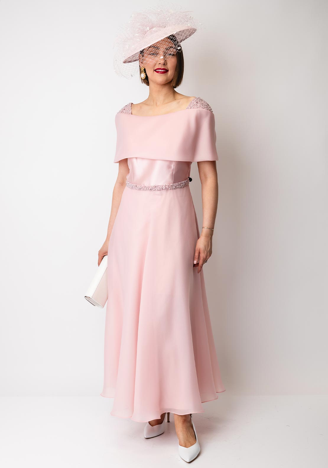 Couture Club Beaded Bow Back A-Line Dress, Pink - McElhinneys Couture Club Beaded Bow Back A-Line Dress, Pink - McElhinneys