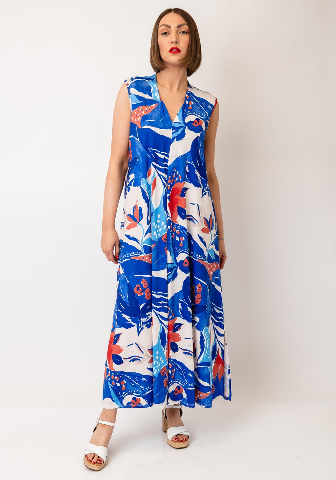 d.e.c.k by Decollage One Size Abstract Floral Print Dress, Blue