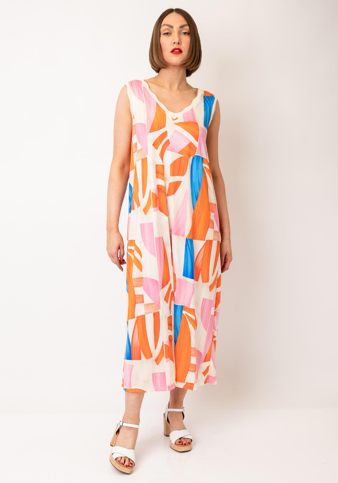 d.e.c.k by Decollage One Size Abstract Print Dress, Multi Coloured