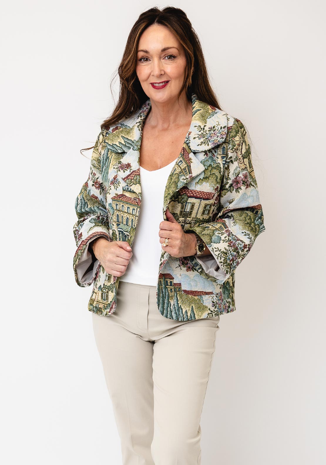 d.e.c.k By Decollage Scenic Floral Print Jacket, Green