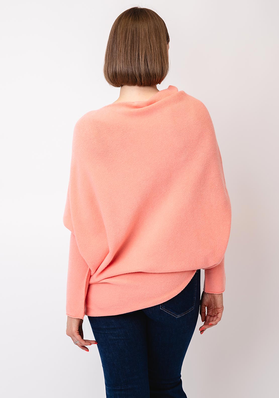D.E.C.K By Decollage One Size Draped Oversized Jumper, Peach