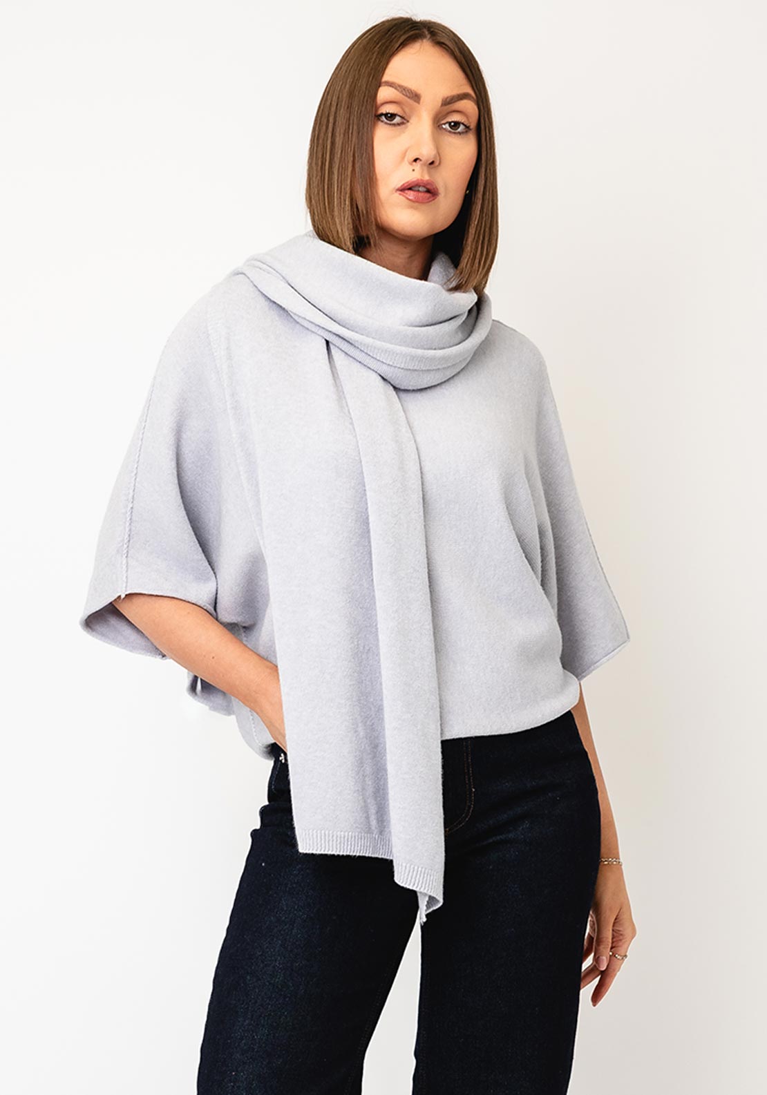 d.e.c.k By Decollage Wrap Over Scarf, Light Grey