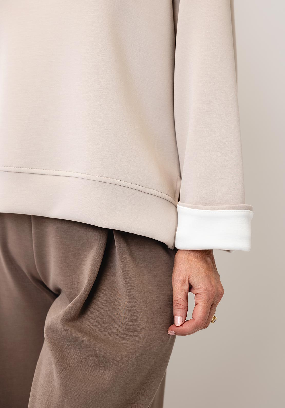 d.e.c.k By Decollage Basic Crewneck Sweatshirt, Beige