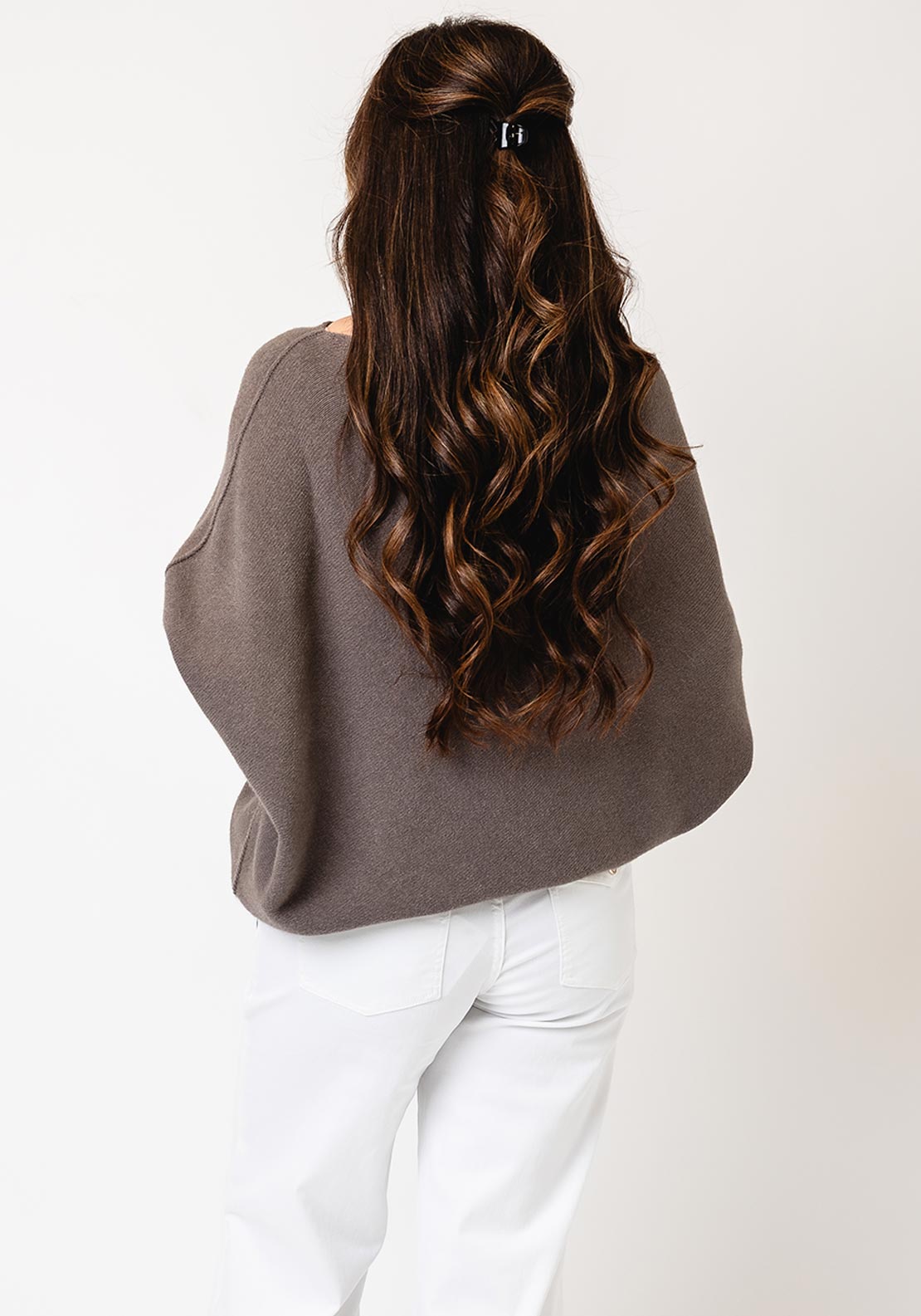 d.e.c.k by Decollage One Size Draped Oversized Jumper, Mocha Brown