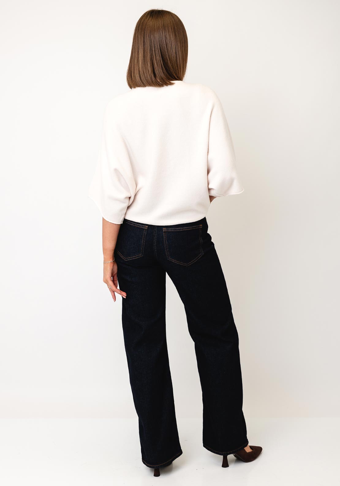 d.e.c.k By Decollage One Size Short Sleeve Jumper, Cream