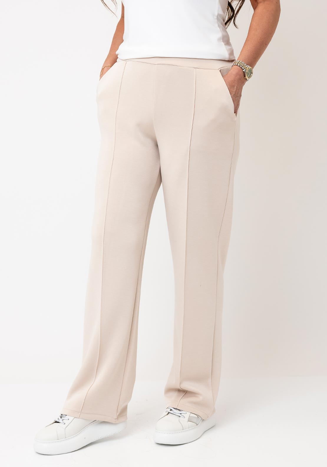 d.e.c.k. By Decollage Basic Straight Leg Trousers, Beige