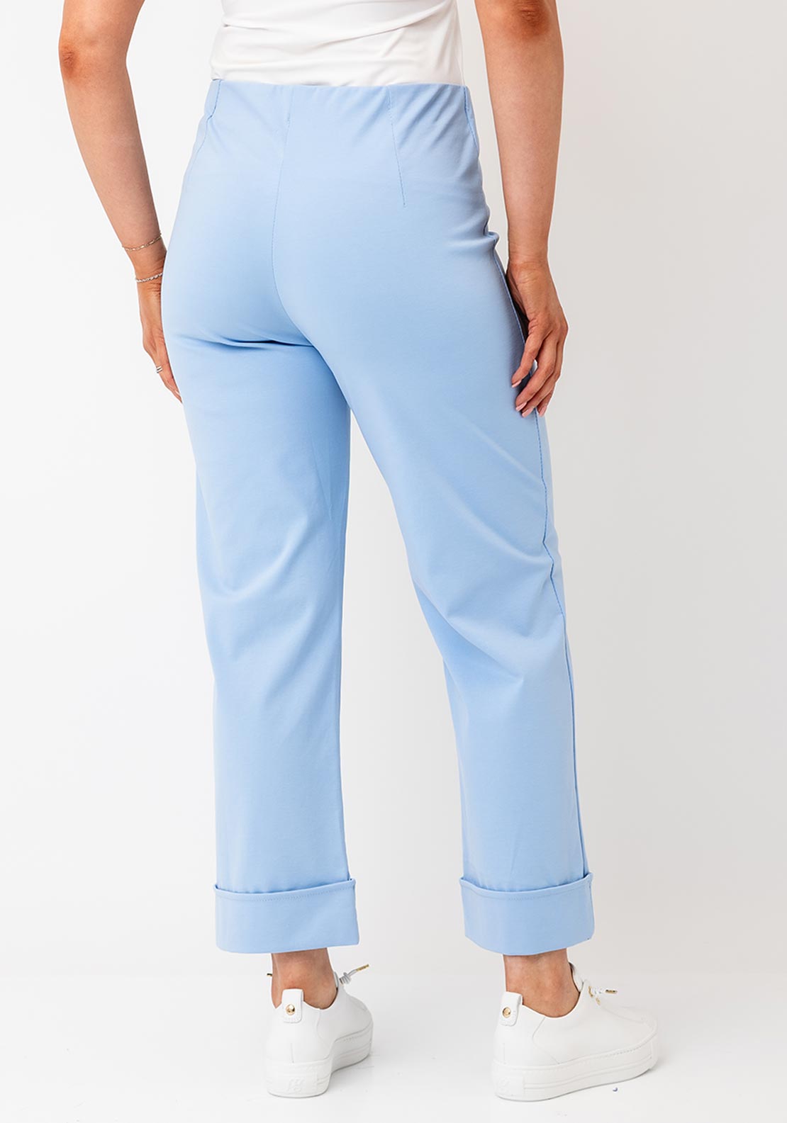 d.e.c.k By Decollage High Waisted Wide Leg Trousers, Sky Blue