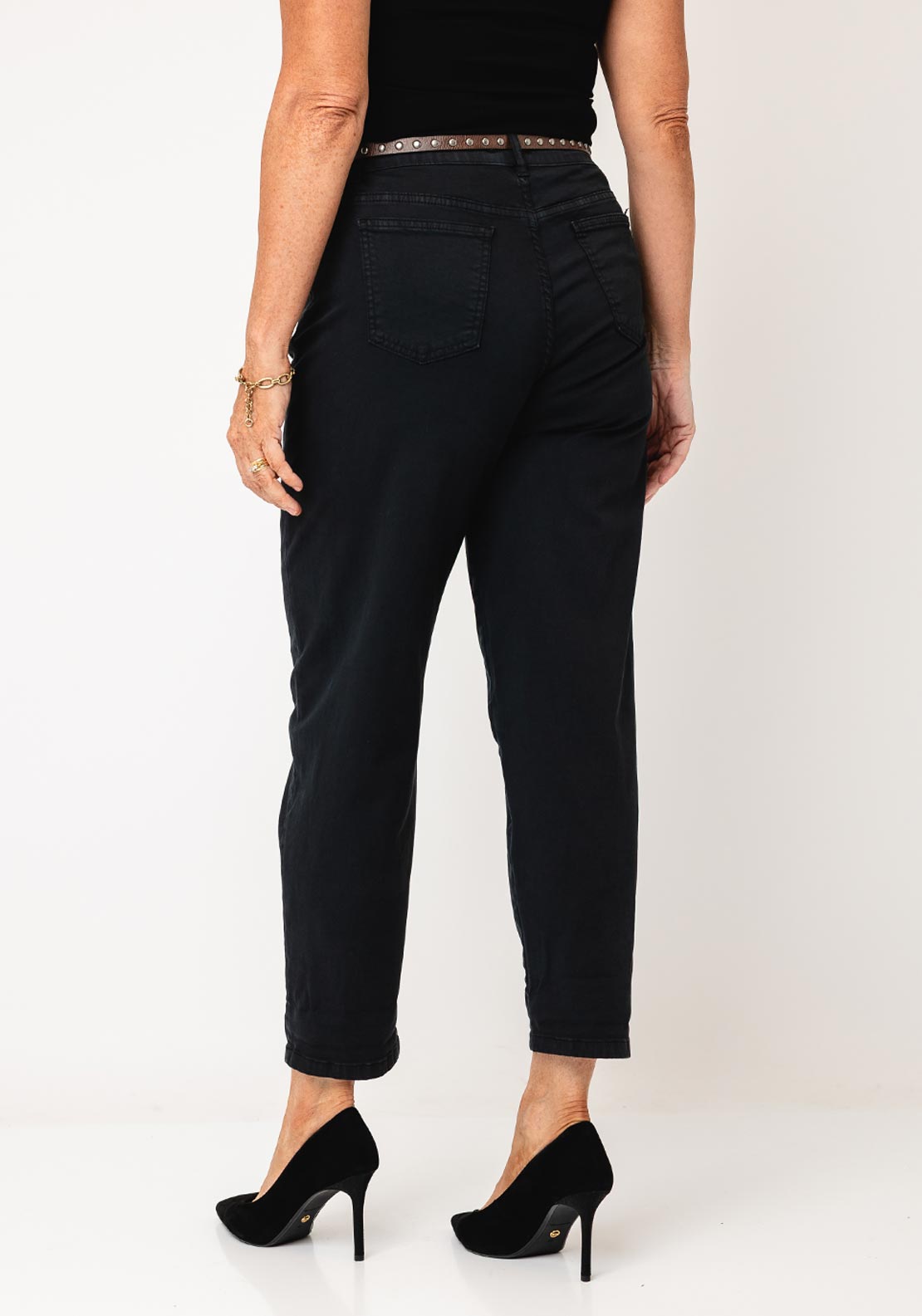 d.e.c.k By Decollage Belted Sim Leg Jeans, Black