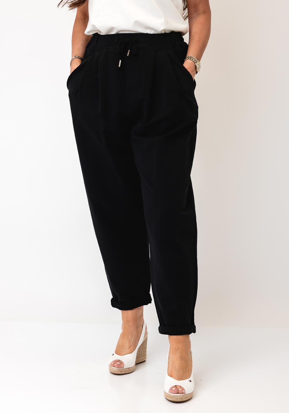d.e.c.k By Decollage Wide Leg Joggers, Black
