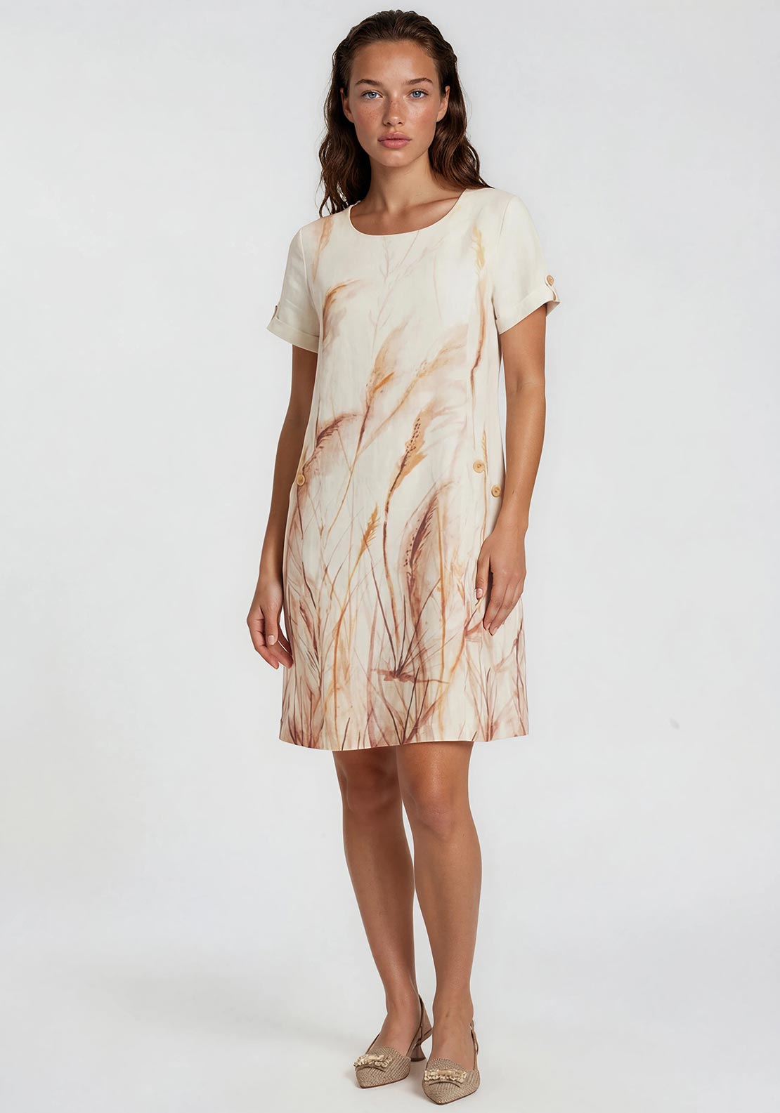 Dolcezza Reeds by the Shore Linen Dress, Cream