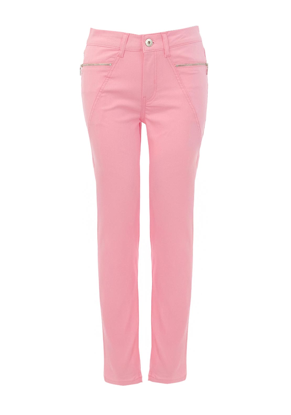Dolcezza Straight Fit Zip Detail Jeans, Pink
