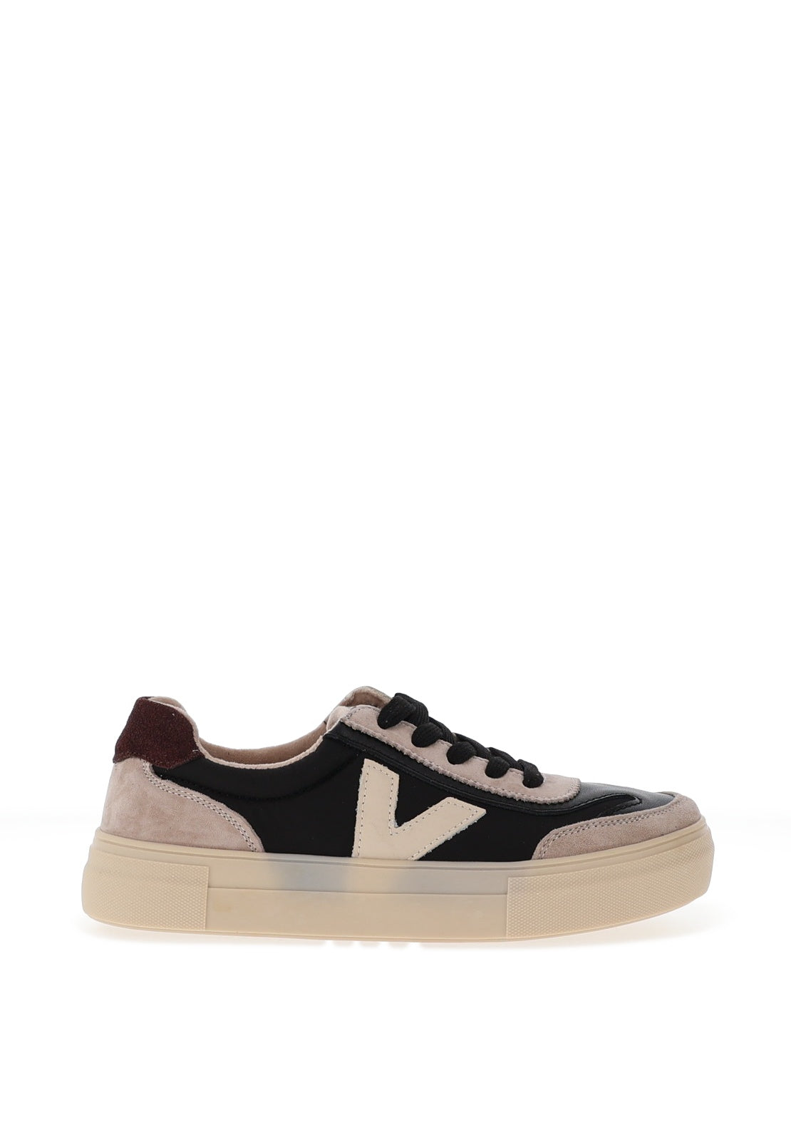 Drilleys Eighty Fleece Lined Platform Trainers, Black and Beige