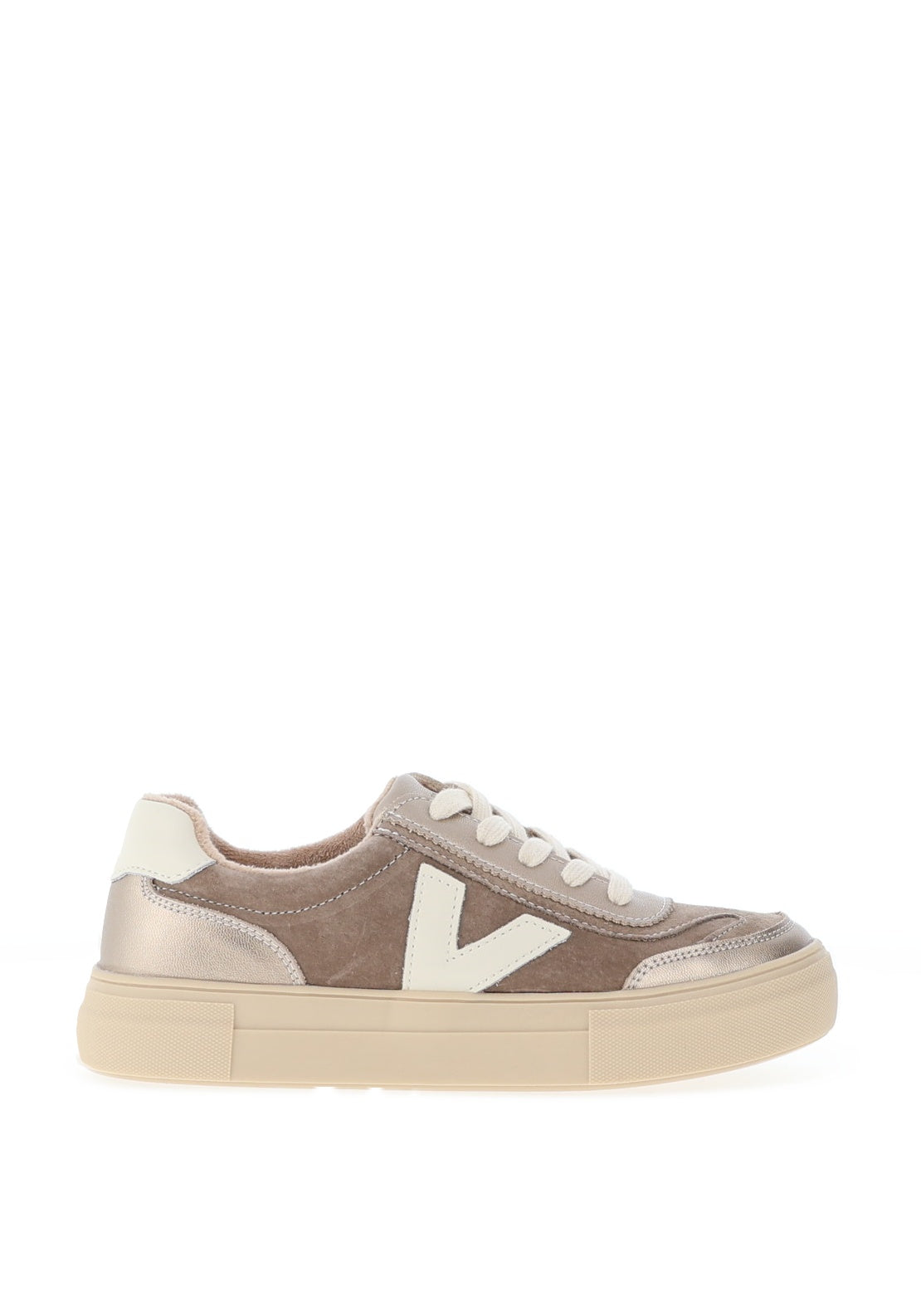 Drilleys Eighty Leather Fleece Skater Trainers, Taupe