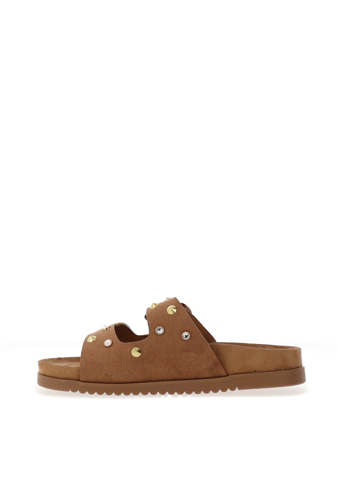 Drilleys Ninety-Seven Suede Leather Stud Strap Mule Sandals, Brown