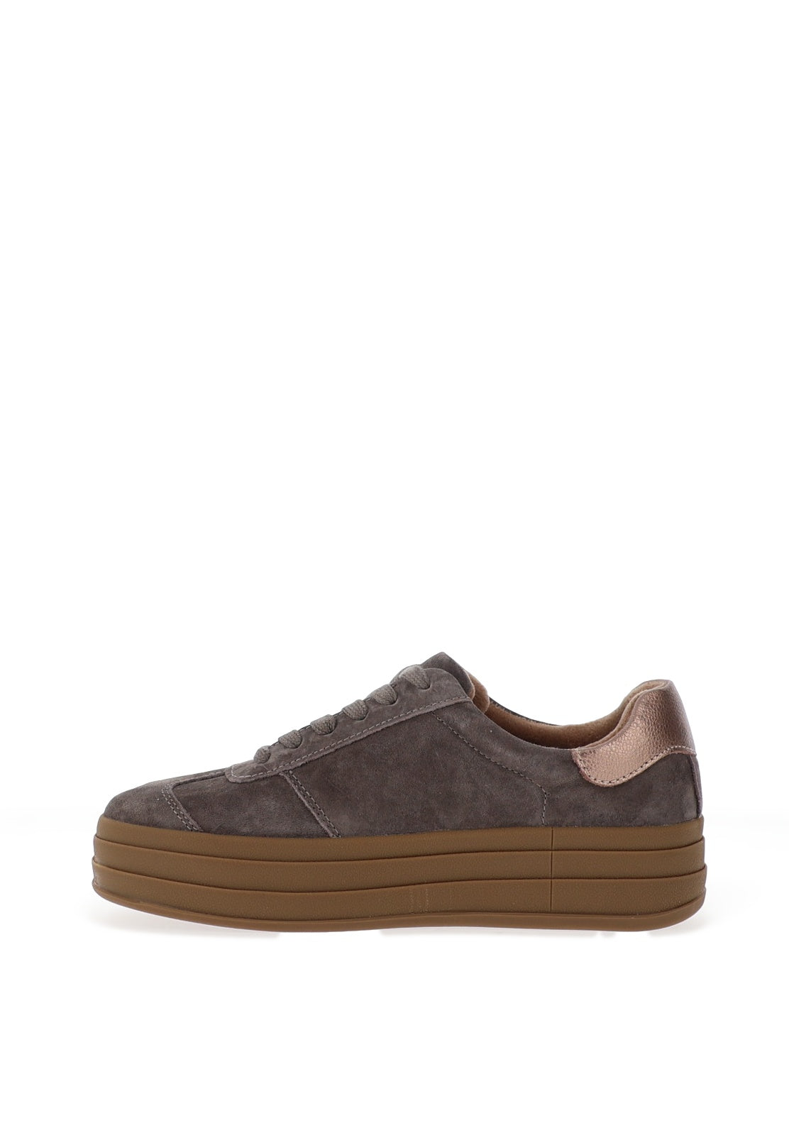 Drilleys Sixty Eight Suede Platform Trainers, Grey and Rose Gold