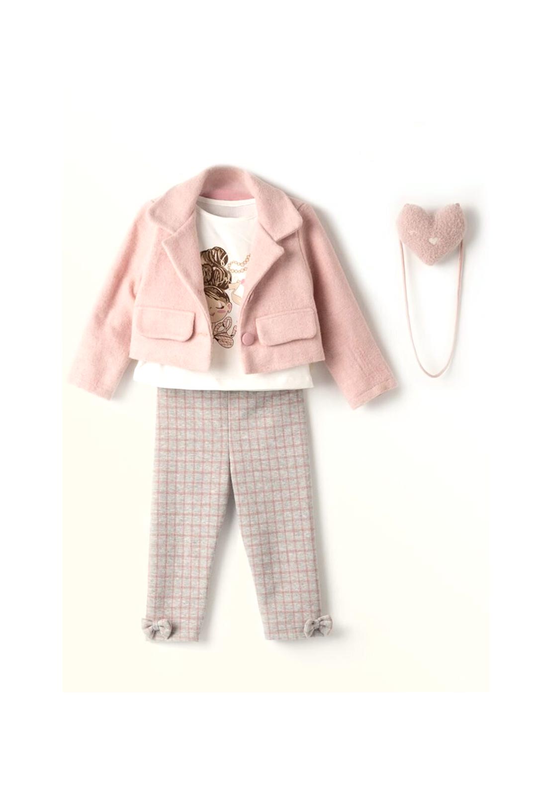 Ebita Mini Girl Four Piece Check Set, Pink