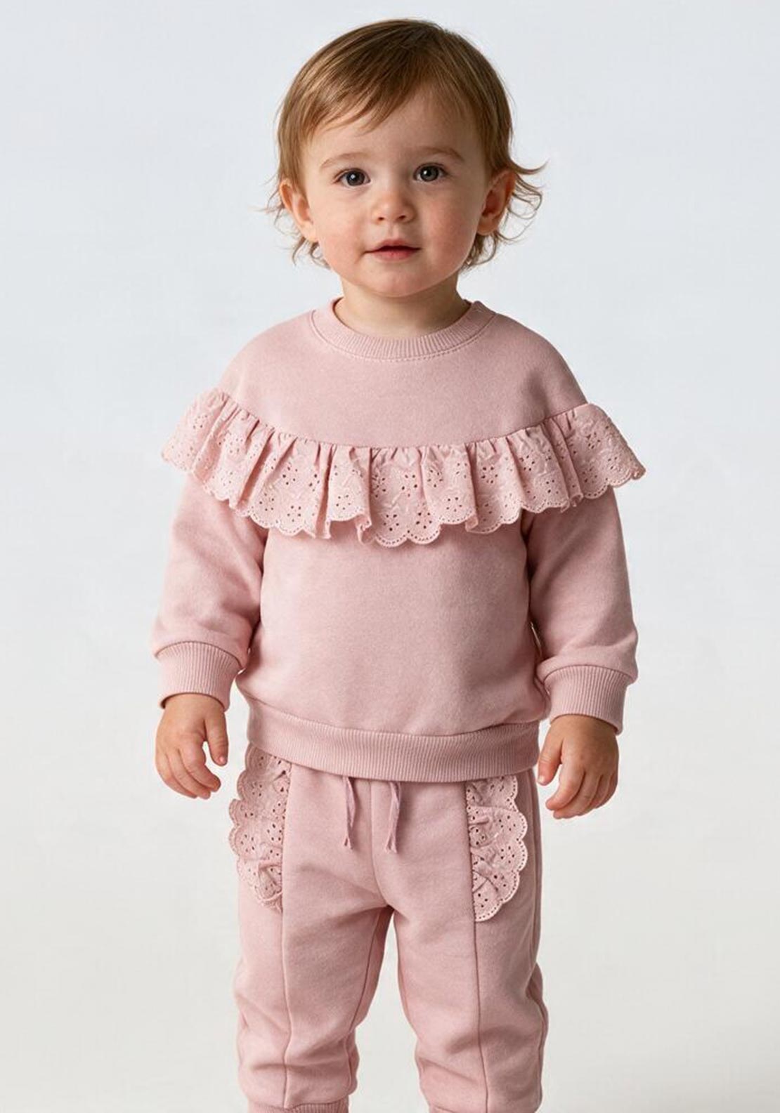 Ebita Baby Girl Frill Tracksuit, Pink