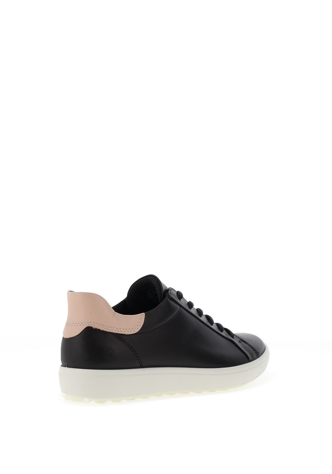 Ecco Womens Leather Soft 7W Trainers, Black & Rose Dust