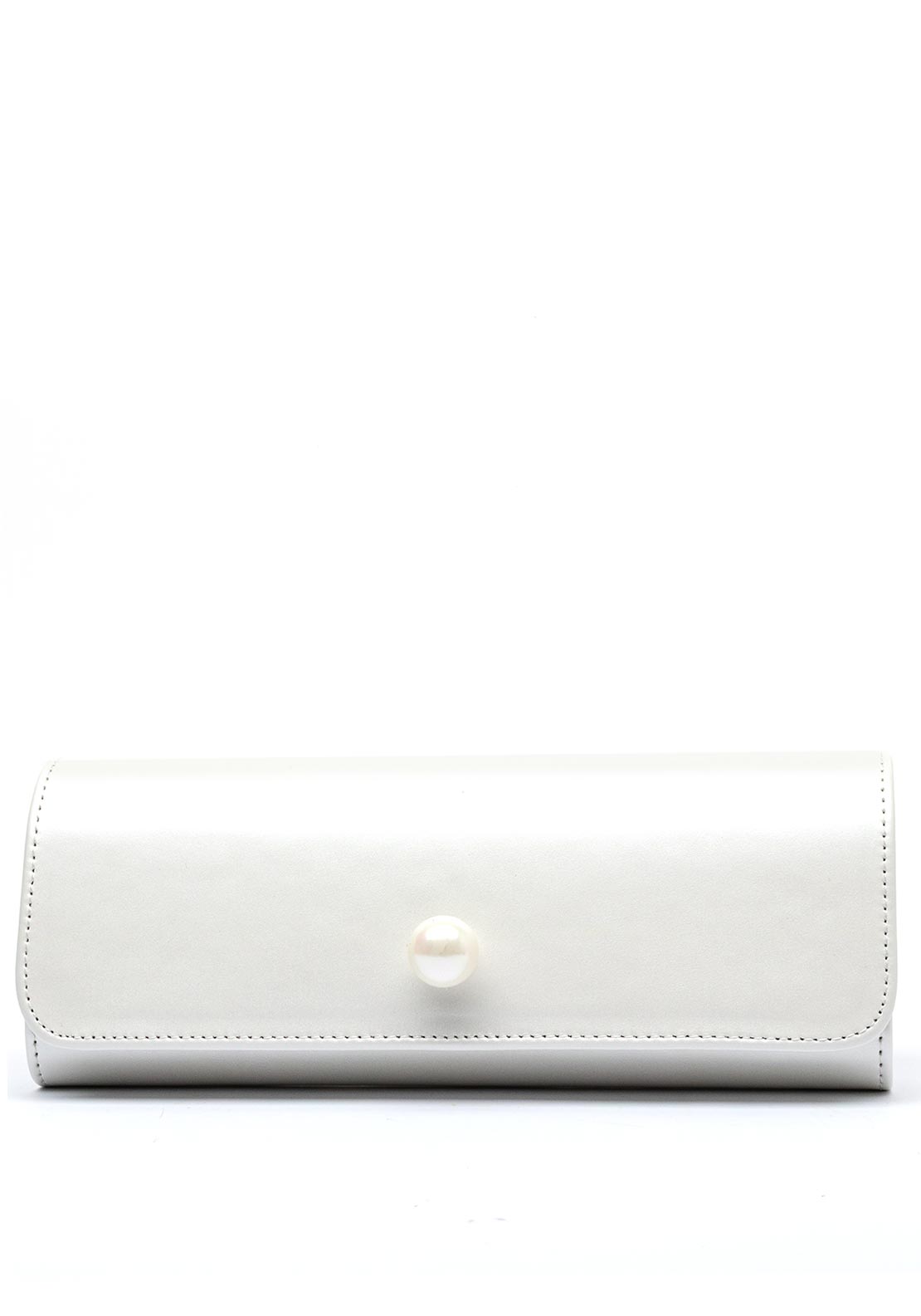 Emis Leather Pearl Detail Clutch Bag, Ecru Pearl