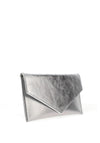 Emis Leather Metallic Envelope Clutch Bag, Silver