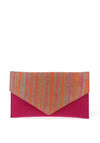 Emis Leather Suede Envelope Clutch Bag, Fuchsia