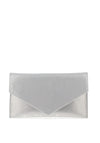 Emis Leather Shimmer Envelope Clutch Bag, White Silver